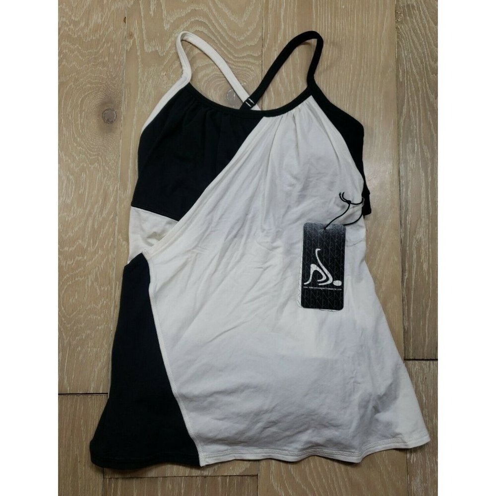 Nancy Rose Performance Black Ivory Pirouette Yoga Top Tank Size 4 Stretch Gym